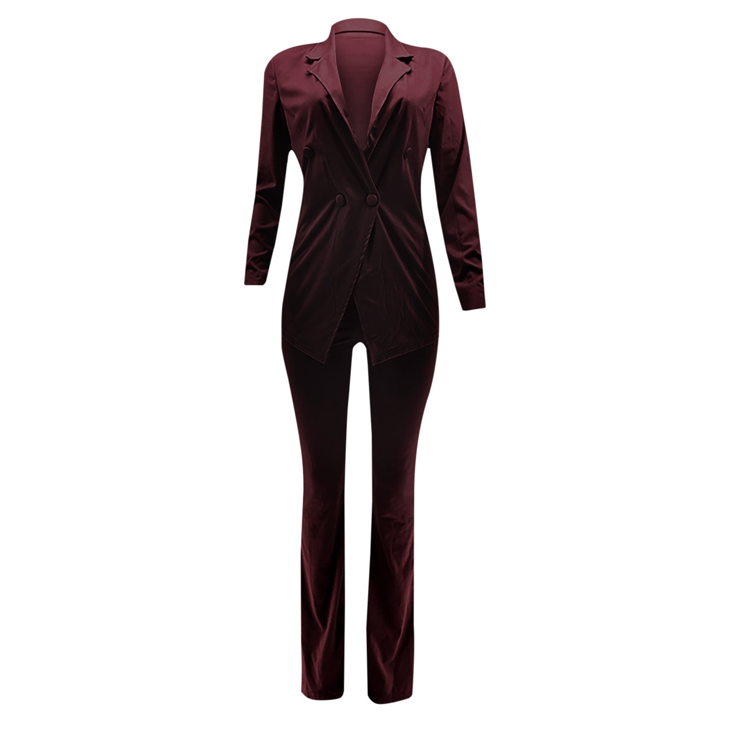 Buckle V-Neck Blazers Suit