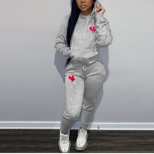 Ensemble à capuche imprimé coeur
