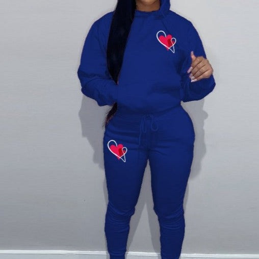 Ensemble à capuche imprimé coeur