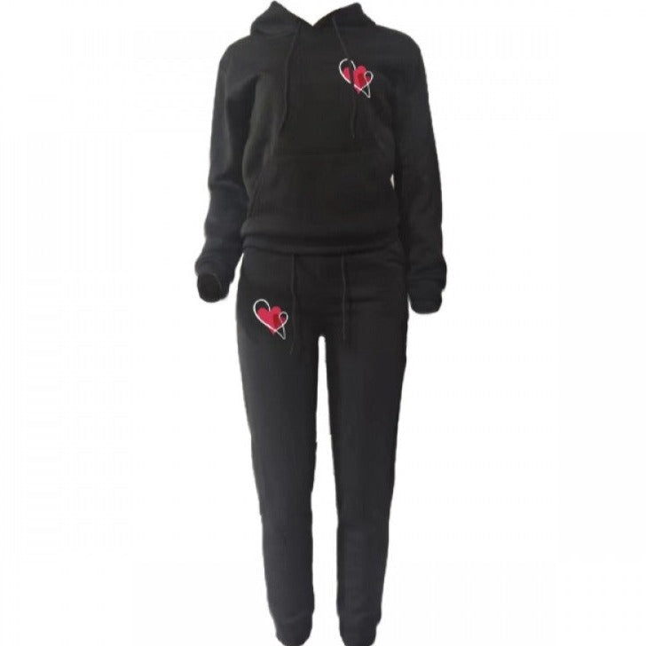 Ensemble à capuche imprimé coeur