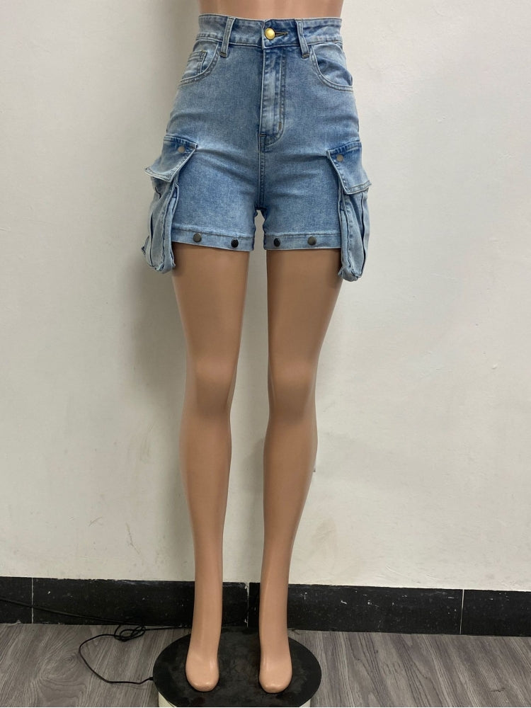 Pantalones vaqueros cargo de mezclilla desmontables