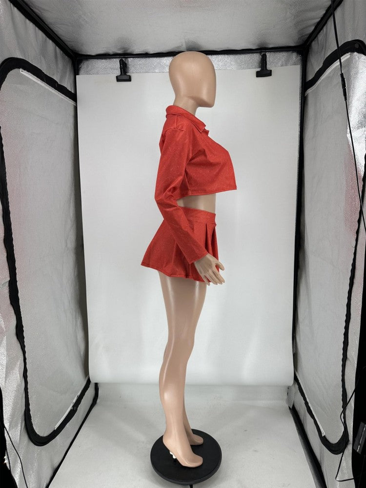 Conjunto de 3 piezas de falda plisada